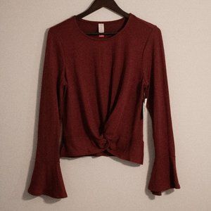 Burgundy Sweater with Knotted Front NWT